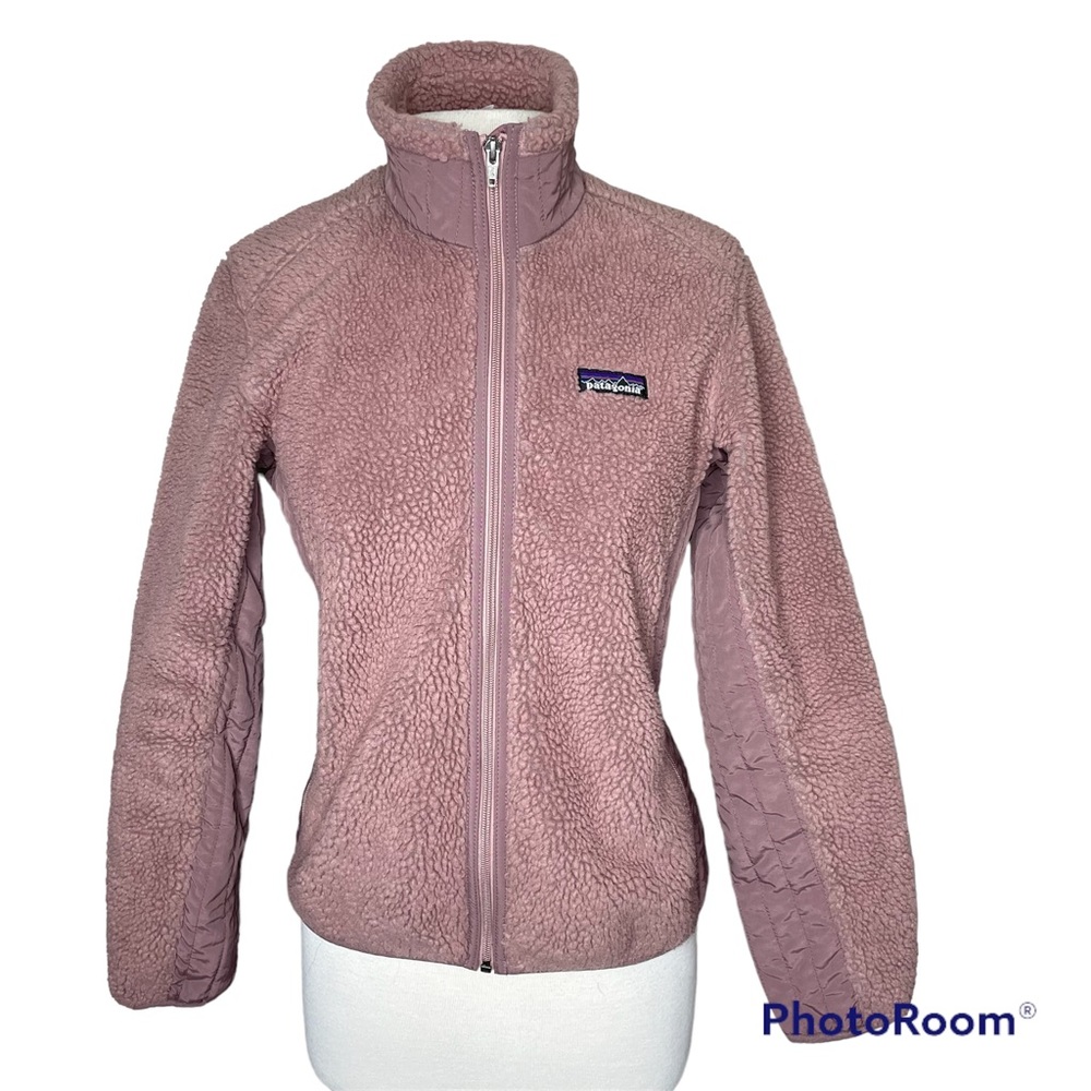 Patagonia zip front mauve Sherpa jacket size medium women’s